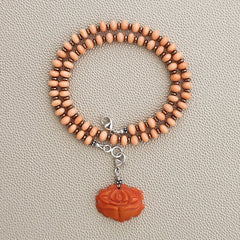 ORANGE CORAL NECKLACE W/ CARVED ROSE-18"
