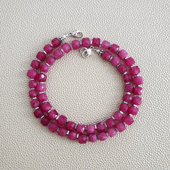 0--MIDNIGHT DREAMS PINK JADE NECKLACE--18"
