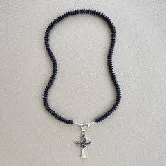 0--MIDNIGHT SKY NECKLACE W/ 925 ANKH PENDANT--18"