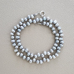 0--SILVER PEARL NECKLACE--18"