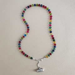 0--CRACKLE QUARTZ CRYSTAL NECKLACE W/ 925 PRAYER BOX--18"