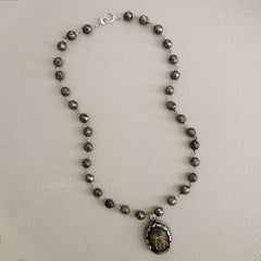 PYRITE NECKLACE WITH BUDDHA PENDANT-24"