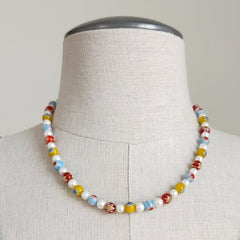 0--MILLEFIORI MULTI COLORED NECKLACE-19"