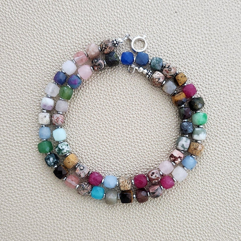 0--MIXED GEMSTONE NECKLACE--18"