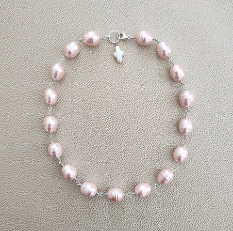 ROSE PEARL NECKLACE-18"