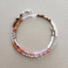 0--DESERT AFTERNOON MINI-MINI GEMSTONE NECKLACE--16"