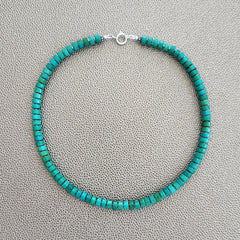 0--GREEN TURQUOISE HEISHI NECKLACE--16"