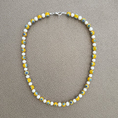 MILLEFIORI YELLOW BEAD NECKLACE-19"