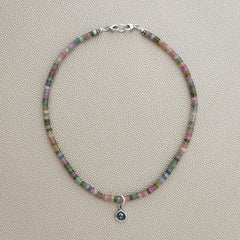 0--MINI JADE HEISHI NECKLACE W/ MINI SKULL--16"