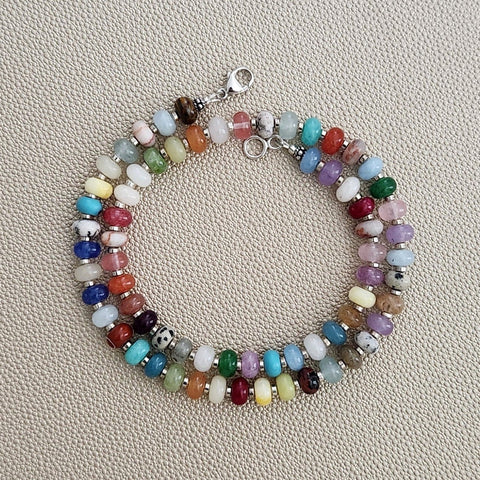 0--JELLYBEAN COLORS MIXED GEMSTONE NECKLACE-20"