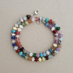 0--JELLYBEAN COLORS MIXED GEMSTONE NECKLACE-20"