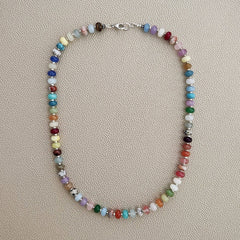 0--JELLYBEAN COLORS MIXED GEMSTONE NECKLACE-20"