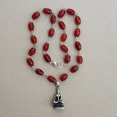 CARNELIAN NECKLACE W/ BUDDHA PENDANT-19"