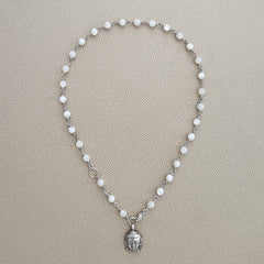 0--MOTHER OF PEARL NECKLACE WITH BUDDHA-16"
