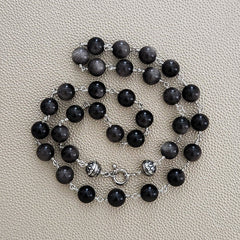 00--SILVER OBSIDIAN NECKLACE-24"