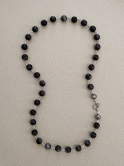 00--SILVER OBSIDIAN NECKLACE-24"