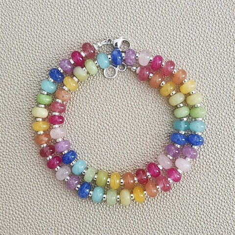 0--KALEIDOSCOPE MULTI-COLOR JADE NECKLACE--18"