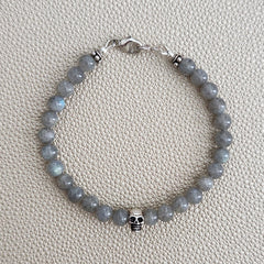 LABRADORITE BRACELET WITH 925 SKULL BEAD