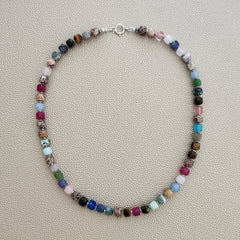 0--MIXED GEMSTONE NECKLACE--18"