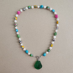 EYE AM HAPPY BEADED NECKLACE--18"