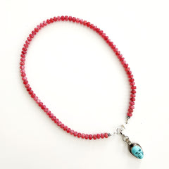 ROSE JADE NECKLACE W/ SKULL PENDANT-18"