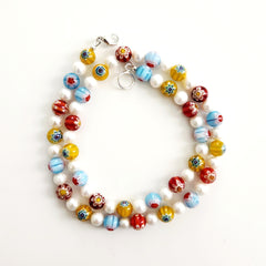 0--MILLEFIORI MULTI COLORED NECKLACE-19"