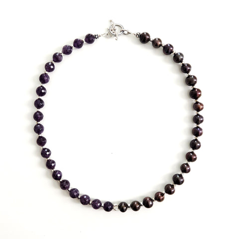0--AMETHYST & PEARL NECKLACE