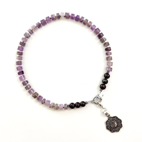 0--AMETHYST NECKLACE W/ OM PENDANT