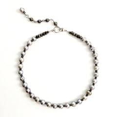 0--SILVER PEARL NECKLACE-16IN