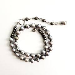 0--SILVER PEARL NECKLACE-16IN
