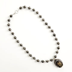 0--PYRITE NECKLACE WITH BUDDHA PENDANT-24"