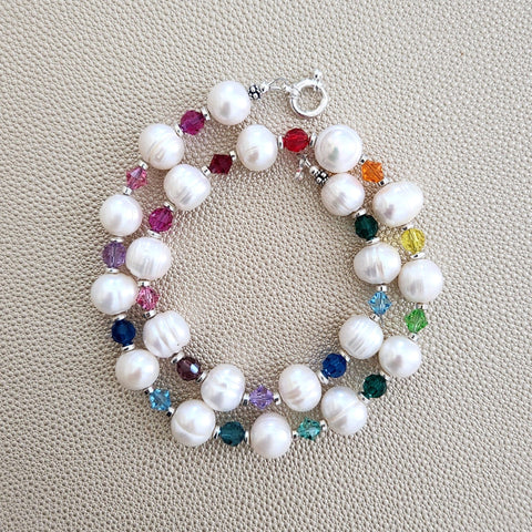 CRYSTAL PERSUASION PEARL & CRYSTAL NECKLACE-18"