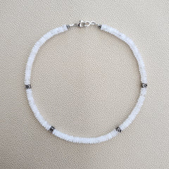 0--CLEAR QUARTZ NECKLACE W/ 925 FLOWER BEADS