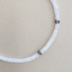 0--CLEAR QUARTZ NECKLACE W/ 925 FLOWER BEADS
