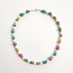 0--EYE LOVE PEACHES BEADED NECKLACE--18"