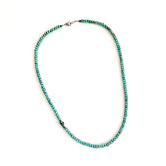TURQUOISE NECKLACE W/ 925 SILVER SKULL BEAD--25"