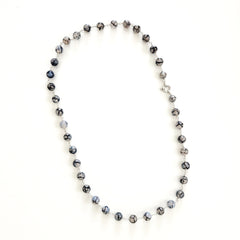 00--BLACK WHITE DRAGON VEIN AGATE NECKLACE--27"