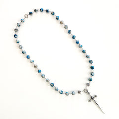 00--K2 STONE NECKLACE W/ SKULL SWORD PENDANT-29"