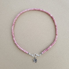 0--MINI PINK OPAL NECKLACE W/ MINI 925 SAKURA--16"