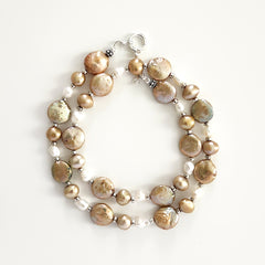 0--GOLD PEARL MIX NECKLACE--18"