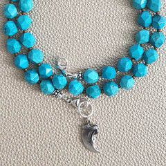 0--STAR CUT TURQUOISE NECKLACE W/ 925 CLAW--18"