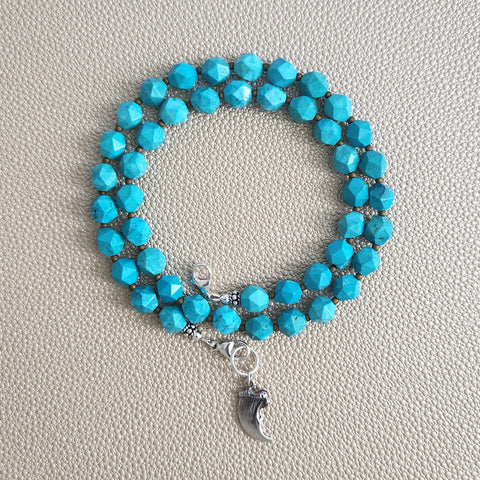 0--STAR CUT TURQUOISE NECKLACE W/ 925 CLAW--18"