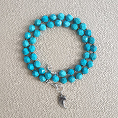 0--STAR CUT TURQUOISE NECKLACE W/ 925 CLAW--18"