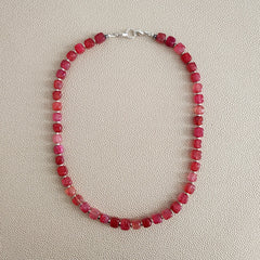 0--RED CRACKLE AGATE NECKLACE--18"