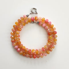 PINK ORANGE JADE NECKLACE--16"