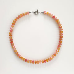 PINK ORANGE JADE NECKLACE--16"