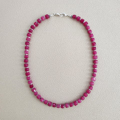 0--MIDNIGHT DREAMS PINK JADE NECKLACE--18"