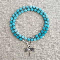 0--AMAZONITE NECKLACE W/ MINI 925 DRAGONFLY--16"
