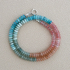 0--MINI SUNRISE MULTI-COLORED GEMSTONE NECKLACE--16"