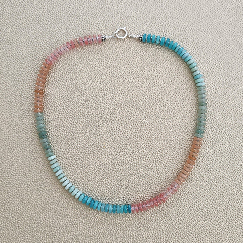 0--MINI SUNRISE MULTI-COLORED GEMSTONE NECKLACE--16"